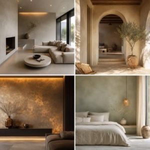 interior wall finish ideas with microcement Venetian plaster and lime wash