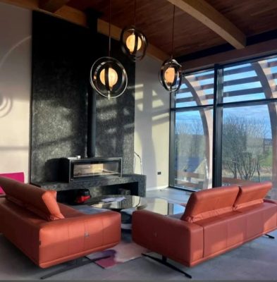 decorative fireplace finish with Venetian plaster