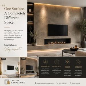 decorative feature wall with handcrafted textured finish